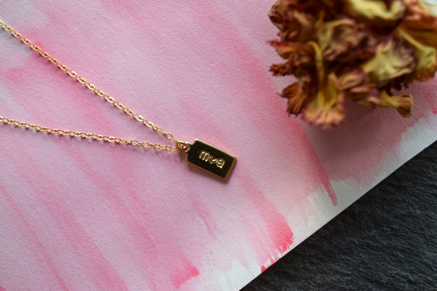 Mini Tag Necklace, gold filled