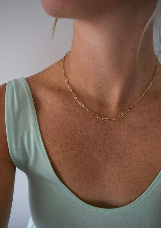 Medium Paperclip Chain Necklace, gold-filled