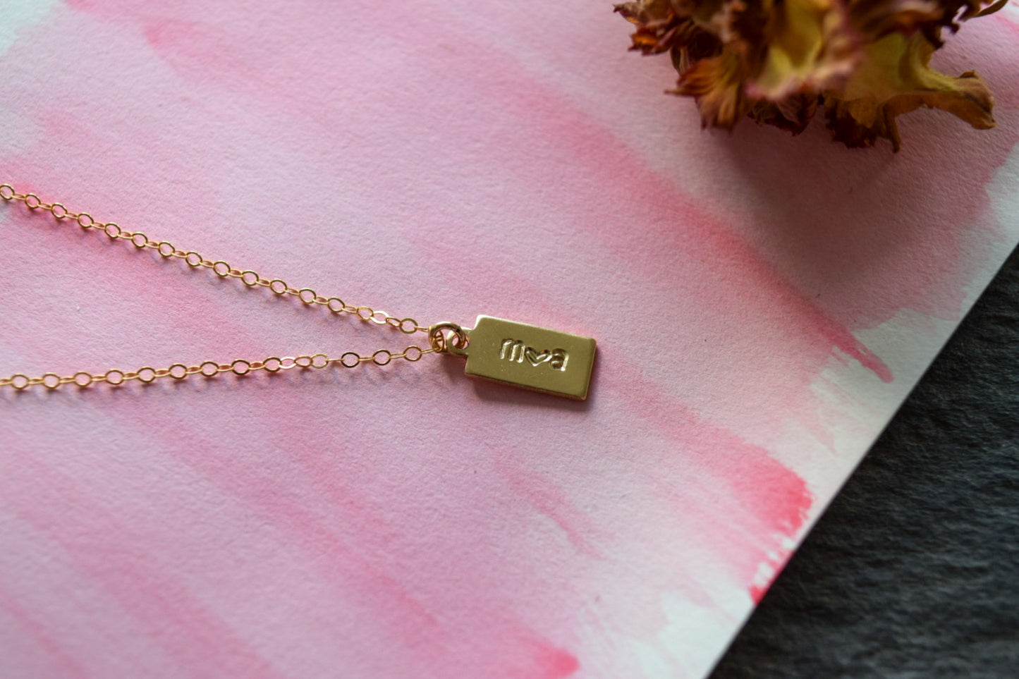 Mini Tag Necklace, gold filled